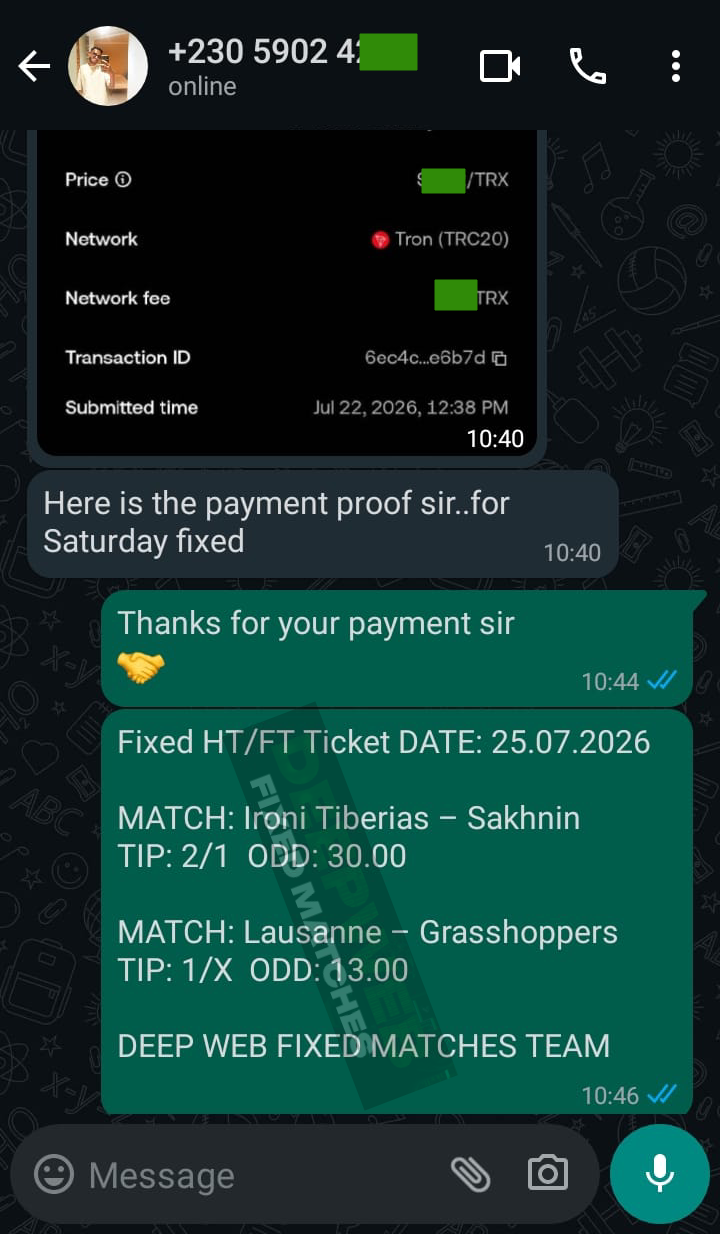 safe fixed matches ht ft 25.07.2026