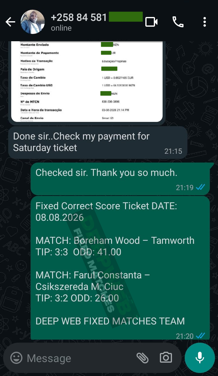 correct score fixed matches big odds 08.08.2026