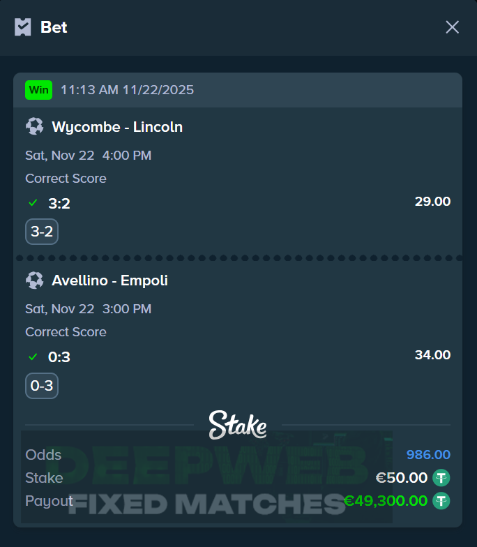 fixed matches correct score 22.11.2025