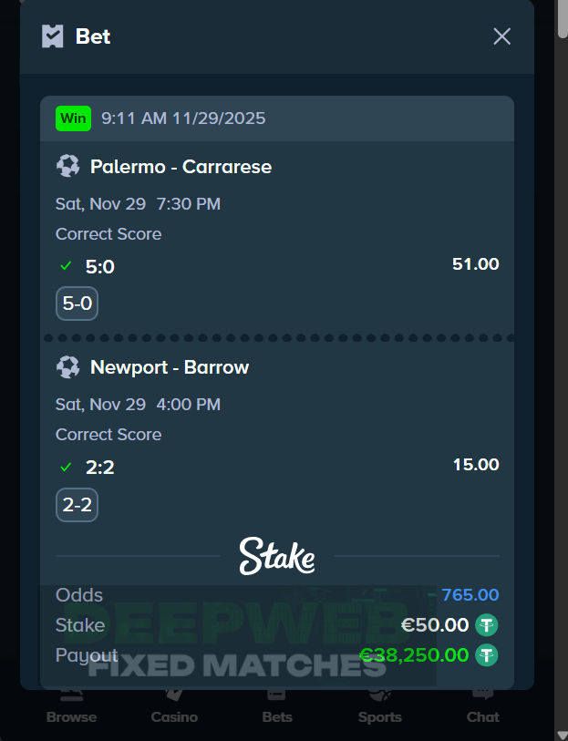 fixed matches correct score 29.11.2025