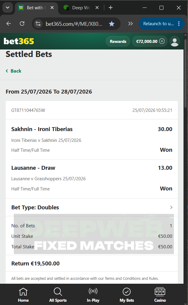 halftime fulltime fixed matches 25.07.2026