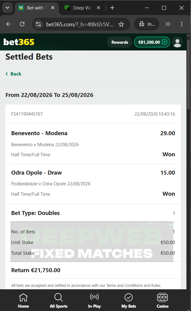 halftime fulltime fixed matches 22.08.2026