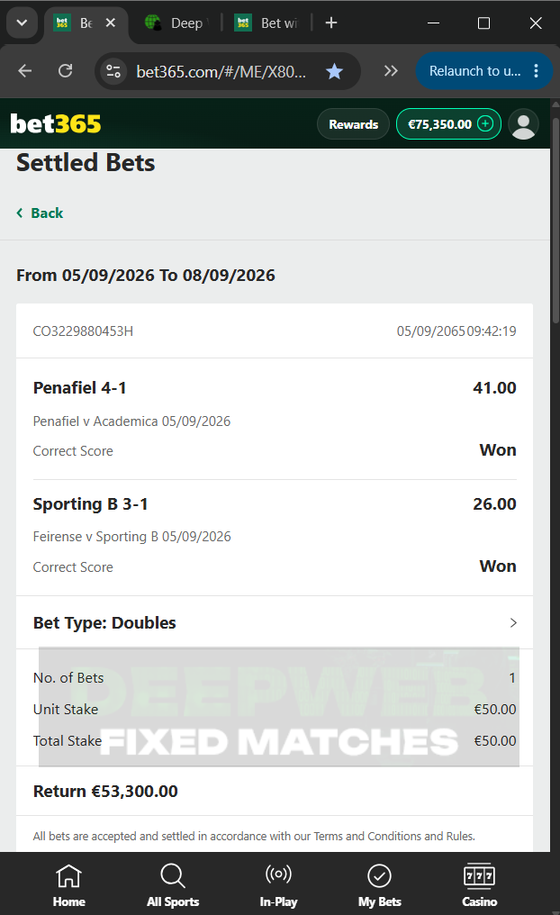 fixed matches correct score 05.09.2026